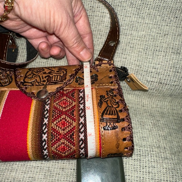 Hand Tooled Leather Crossbody Bag—With Ethnic Made Keychain added:)$4.99 ships! - Picture 9 of 10